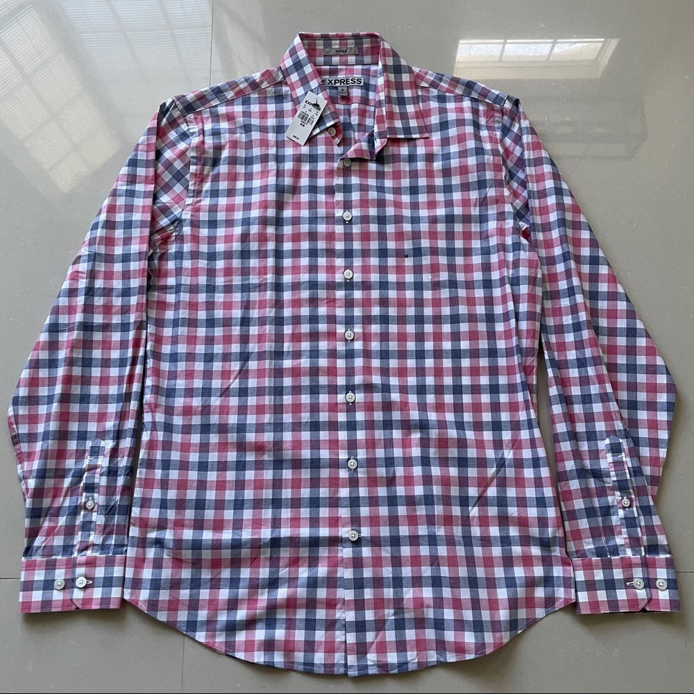 NWT Express Men’s Plaid Dress Shirt